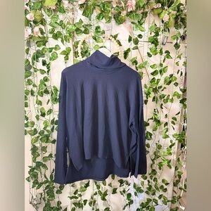 Free People Movement Navy Blue Ribbed Turtleneck Pullover